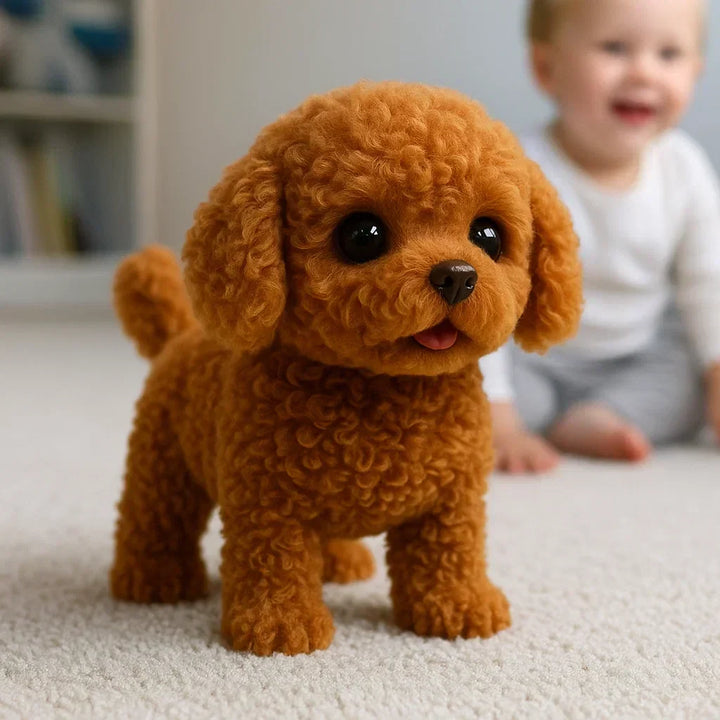 Unisex realistische pluche hond, zacht interactief speelgoed, perfect als knuffel of cadeau.