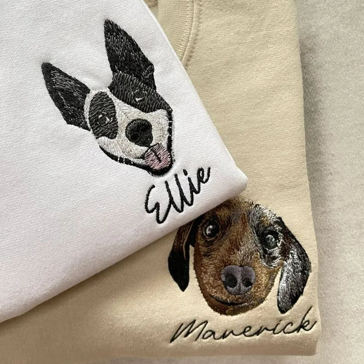 Een warm aandenken voor huisdierverlies: gepersonaliseerde hoodie met geborduurde herinnering aan je dierenvriend.