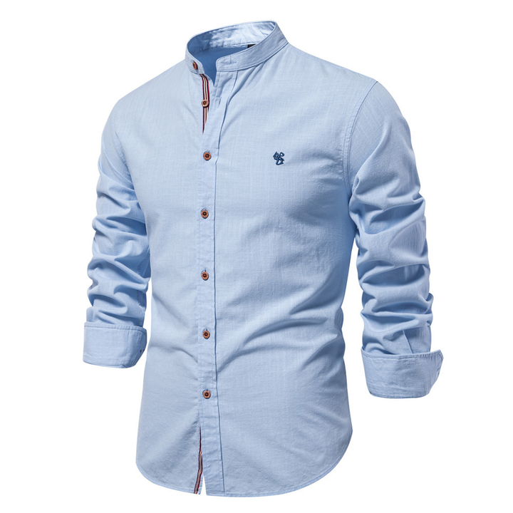 Modieus heren overhemd met button-down kraag en borstzak, lange mouwen voor stijlvolle herenkleding.