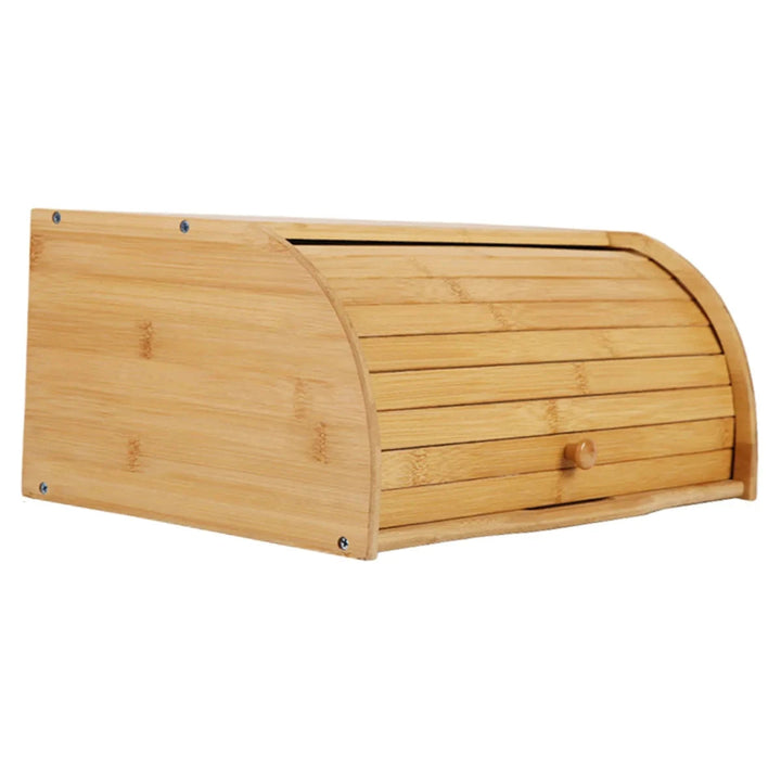 Natuurlijke houten brooddoos van bamboe, ecologisch verantwoord. Houdt brood vers en is een mooie toevoeging aan uw keuken.