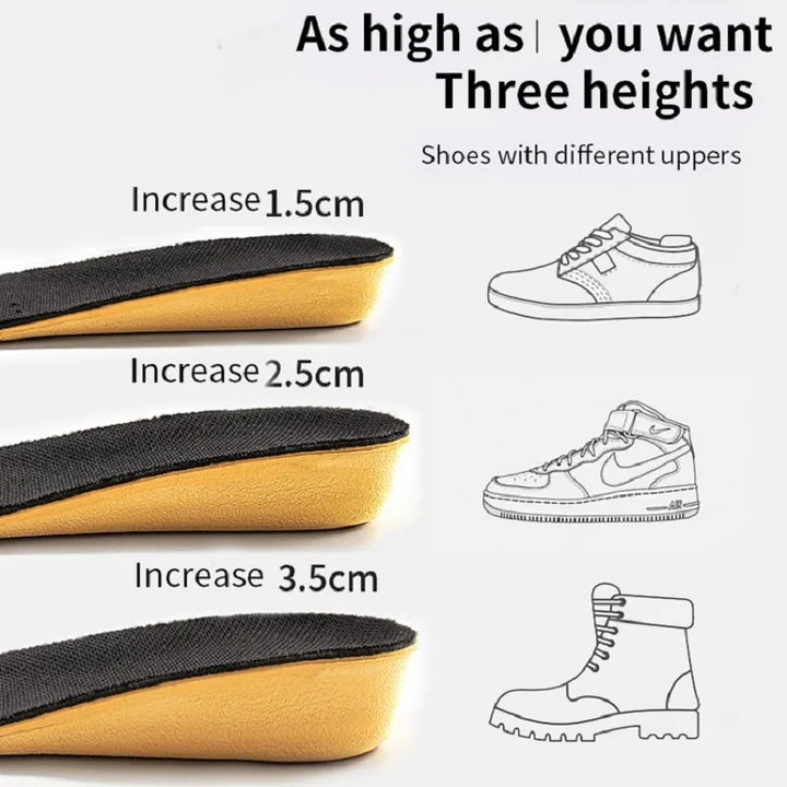 Close-up van de zachte siliconen verhogende inlegzolen, voor comfortabele lengteverhoging en optimale voetverzorging.