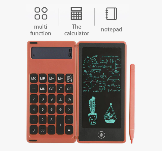 Multifunctionele LCD rekenmachine met geïntegreerd digitaal schrijftablet, ideaal voor kantoor en school.