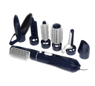 Dames 7-in-1 haarstylingtool met verwisselbare opzetstukken voor krullen, steil haar en drogen. Essentieel voor diverse kapsels.