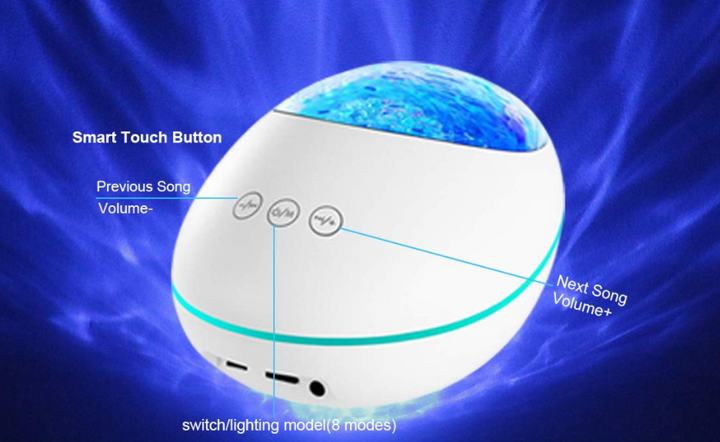 Rustgevende oceaan golf projector creëert blauwe golven op plafond voor kalme sfeer in de slaapkamer.