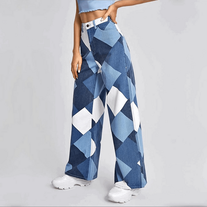 Blauwe dames baggy jeans met comfortabele, losse pasvorm en ritsdetail; ideaal voor casual vrije tijd.