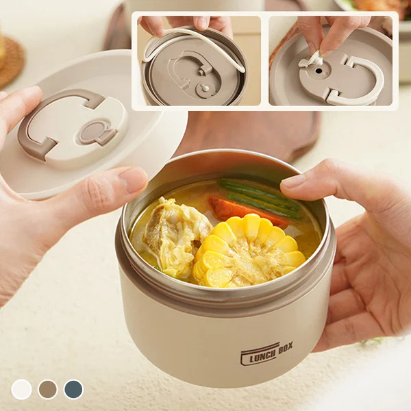 Veelzijdige bento box en broodtrommel in één, thermisch en lekvrij. Perfect voor gevarieerde maaltijden onderweg.