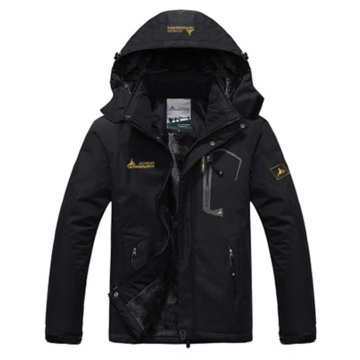 Waterdichte heren winterjas met verstelbare capuchon, perfect als warme buitenjas tegen wind en kou.