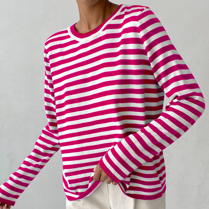 Comfortabele dames gestreepte trui met lange mouwen, perfect voor een stijlvolle casual look.