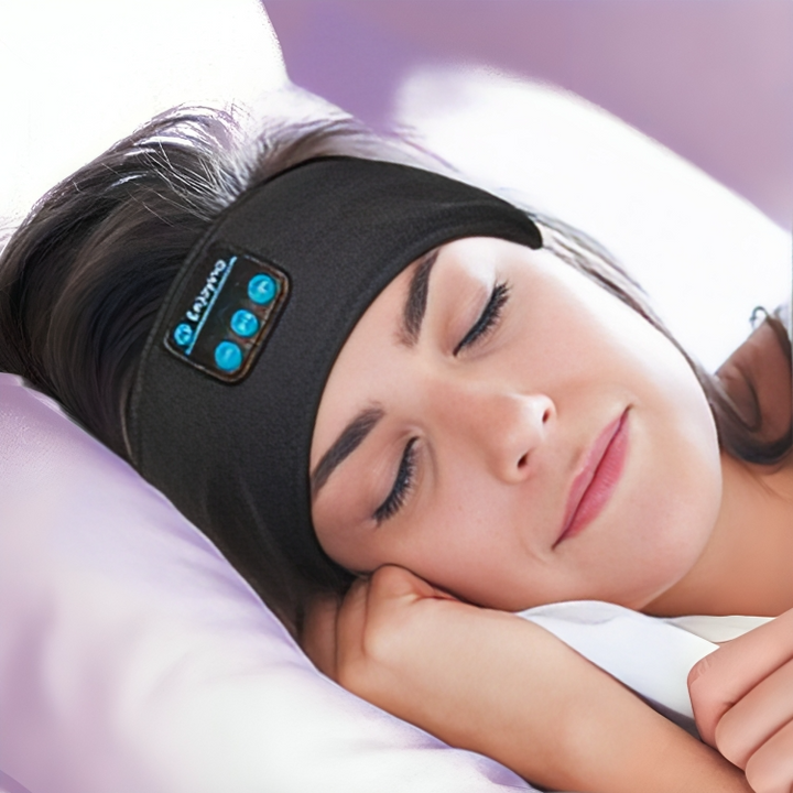 Draagbaar Bluetooth slaapmasker met ingebouwde koptelefoon, ideaal voor ontspanning en reizen.