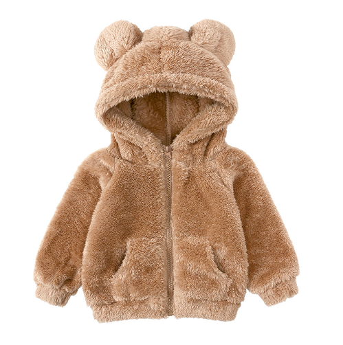 Schattige teddy berenjas voor baby's, perfect als warme winterjas of comfortabele herfstjas.