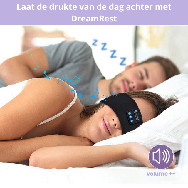 Close-up van de zachte stof van het draadloze slaapmasker met geïntegreerde Bluetooth koptelefoon.