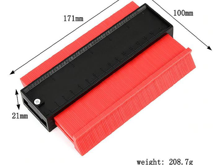 Detailopname van flexibel meetinstrument, toont schaalverdeling en robuuste ABS behuizing, voor precisie metingen.