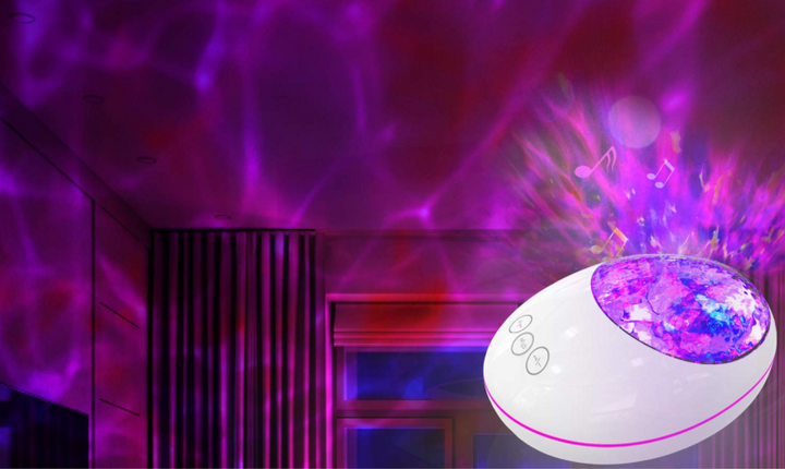 Kalmerende oceaan golven projector met LED licht, creëert serene omgeving voor ontspanning en meditatie.