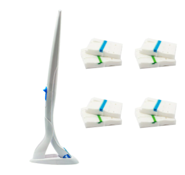 Wegwerp toiletborstel met houder voor hygiënische reiniging. Ideaal voor een frisse badkamer en sanitair.