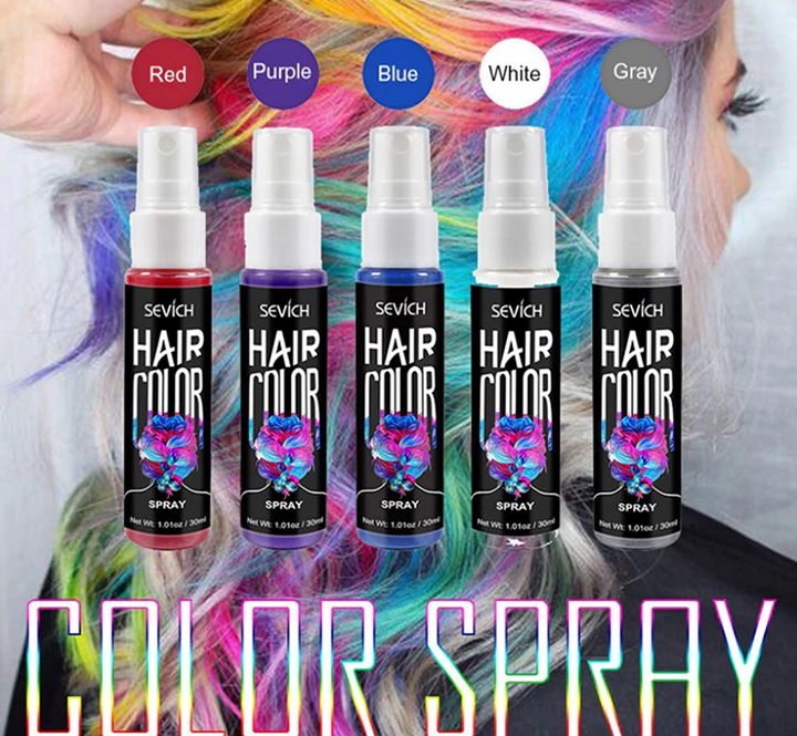 Gedetailleerde weergave van de unisex haarkleur spray, voor directe en tijdelijke haarstyling.