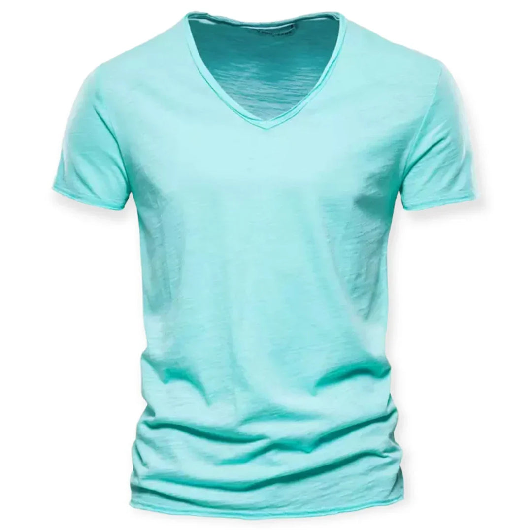 Stijlvol heren V-hals T-shirt, perfecte basiskleding voor een veelzijdige, modieuze look.