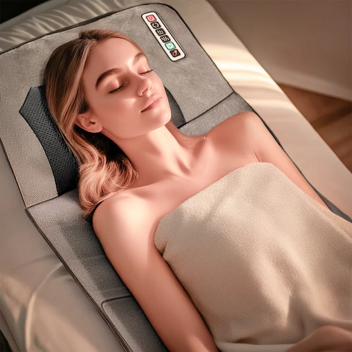 Shiatsu massagemat met warmte voor het hele lichaam; ontspanning en spierherstel.