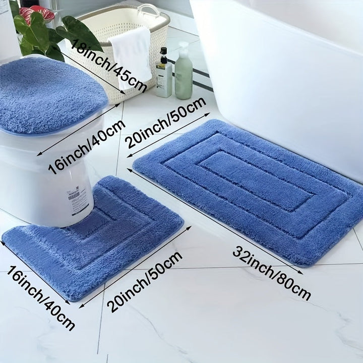 Badmat en toiletmat set met antislip laag. Luxe, zacht en wasbaar badkameraccessoire voor veiligheid.