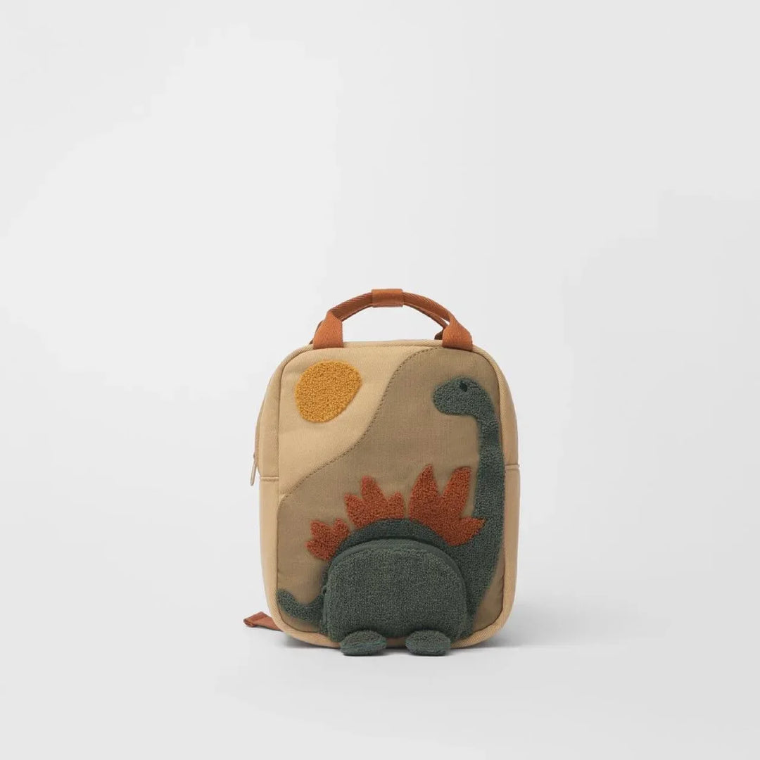 Personaliseerbare kinderrugzak met dinosaurusprint, perfect als unieke schooltas of dagrugzak voor jongens en meisjes.