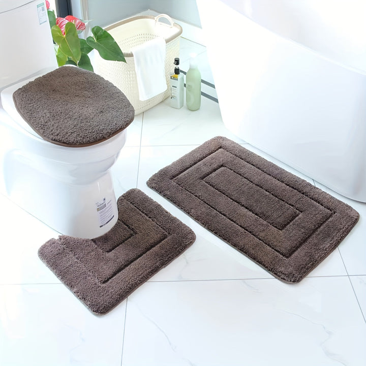 Luxe antislip badmat set van zacht materiaal. Ideaal voor hygiënische, comfortabele en veilige badkamer.