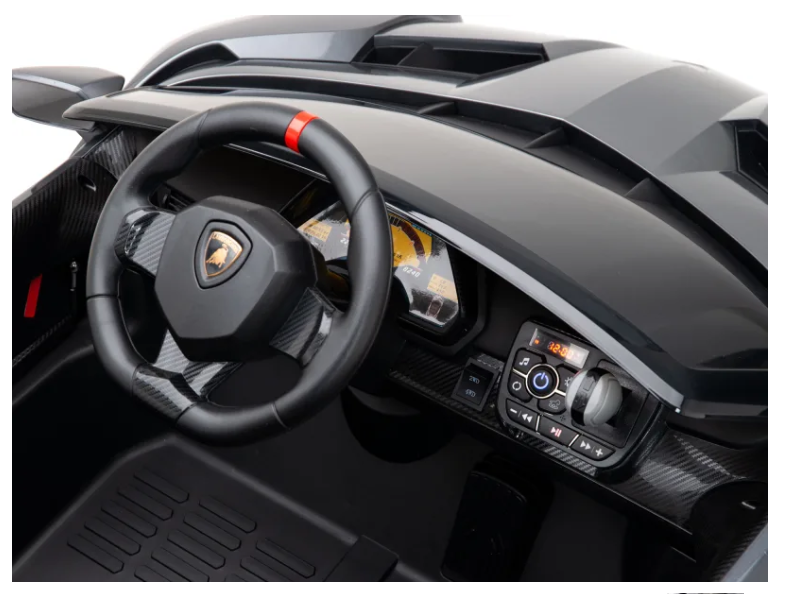 Premium grijze 12V Lamborghini Veneno elektrische speelgoedauto, tweezitter, met accu.