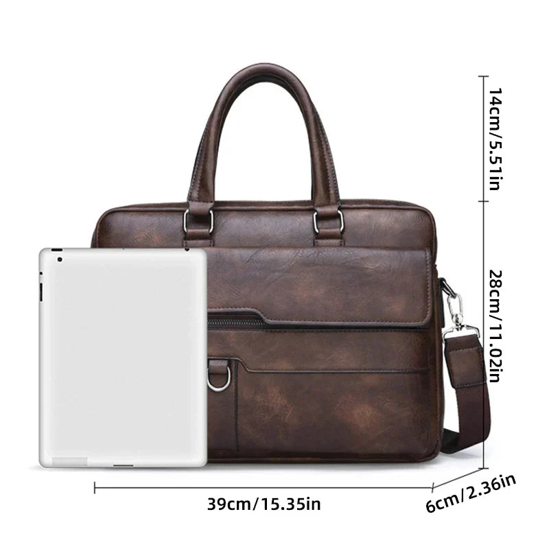 Luxe leren heren tas met verstelbare riem, een elegante bruine schoudertas voor de moderne man.