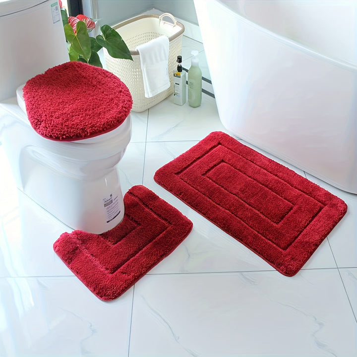 Zachte antislip badmat set voor veilige badkamer. Comfortabel, luxe en wasbaar badkamervloerkleed.