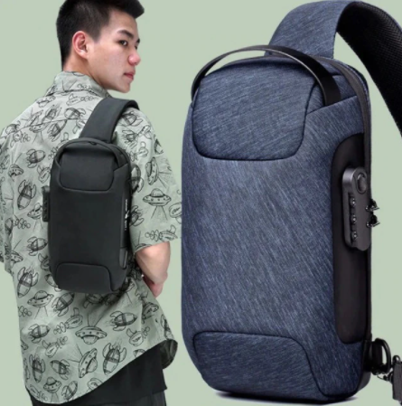Comfortabele ergonomische schoudertas voor dagelijks gebruik, anti-diefstal en met USB-oplaadfunctie.