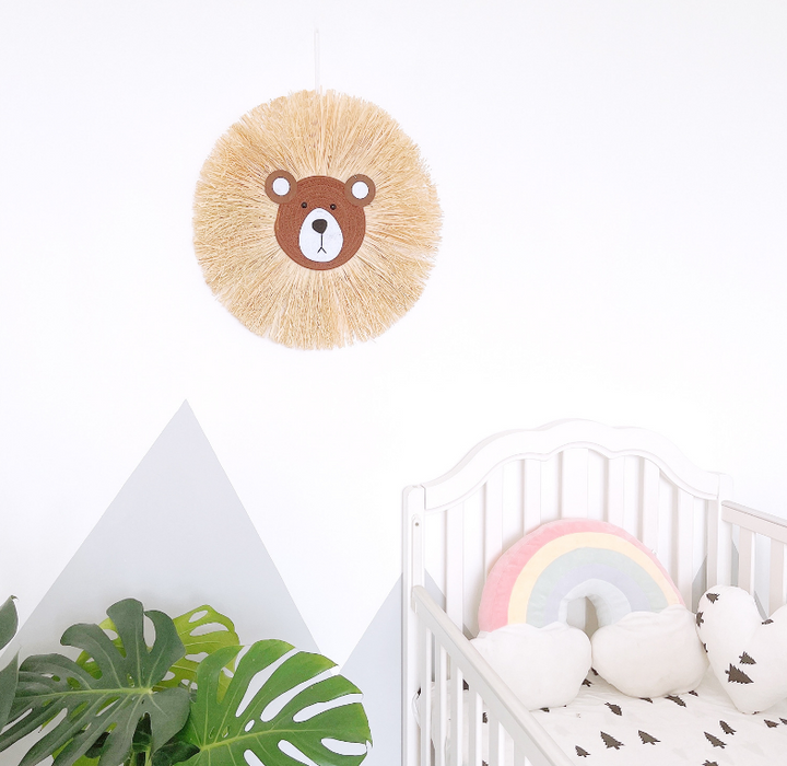 Unieke handgemaakte rotan dieren kunst voor aan de muur; ideale decoratie voor elke baby- of kinderkamer.