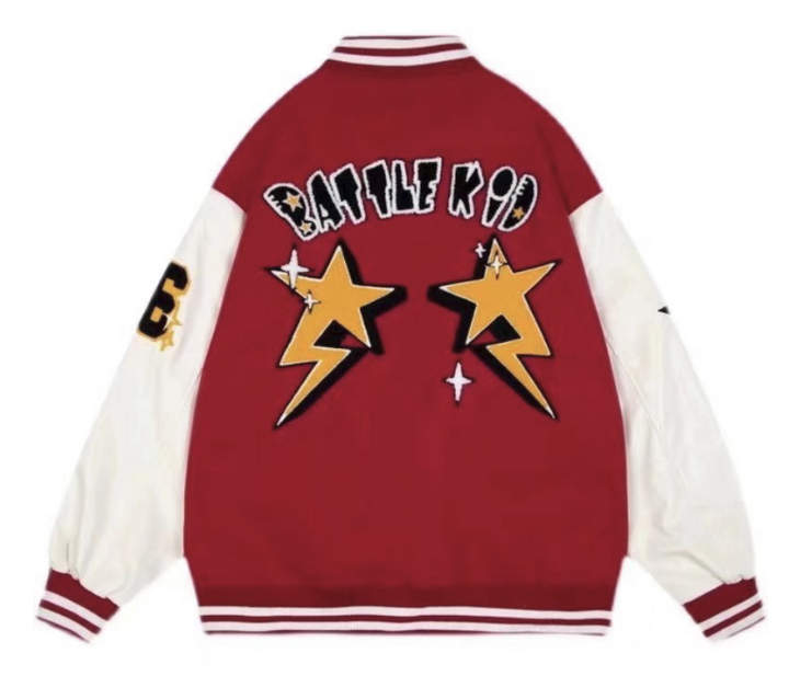 Heren baseball jack met iconische varsity look, warme en comfortabele bovenkleding voor casual mode.