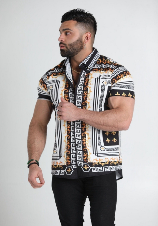 Fabian zomeroverhemd voor heren met opvallend, uniek dessin. Stijlvolle en moderne festival kleding. Perfect voor feesten.