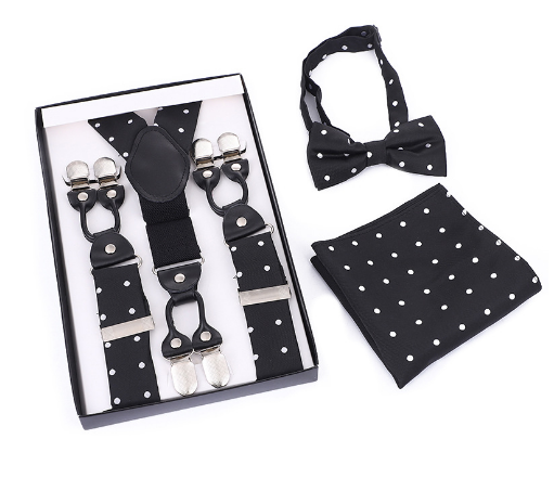 Ideaal cadeau voor mannen: complete 3-delige vlinderdas set met bretels en pochet voor elke chique gelegenheid.