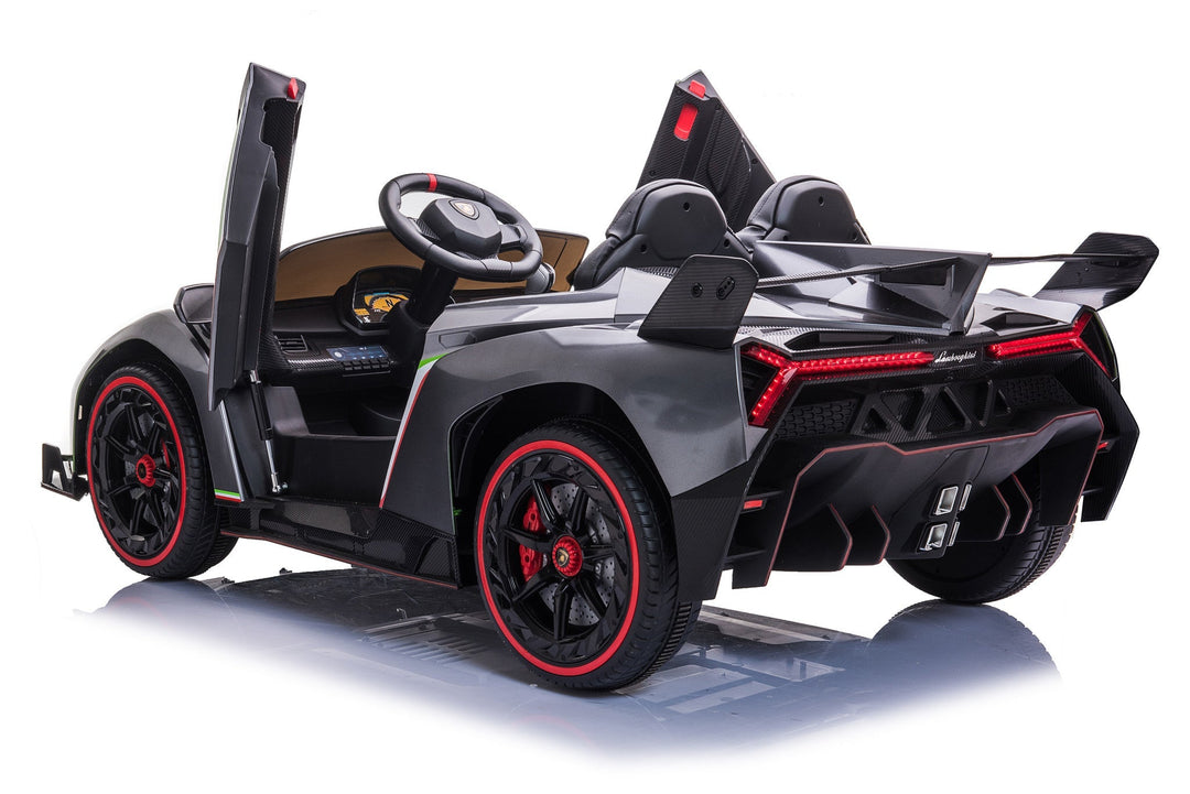 Realistische Lamborghini Veneno 12V kinderauto, elektrisch, grijs, met afstandsbediening.