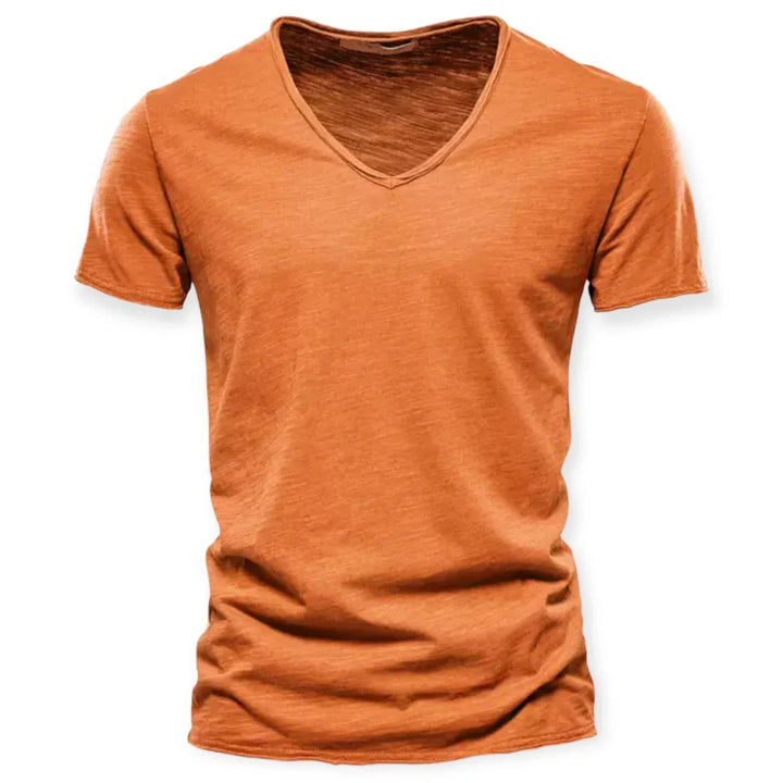 Casual heren V-hals T-shirt, comfortabel voor ontspannen dagen en als veelzijdige basislaag.