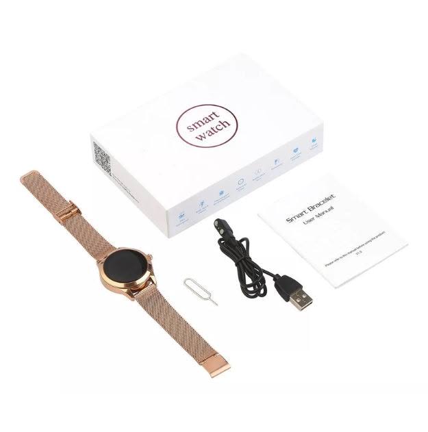 Geavanceerde luxe dames smartwatch, combineert tijdloze elegantie met de nieuwste technologie en gezondheidsfuncties.