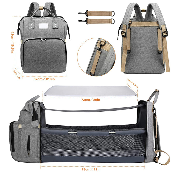 Duurzame polyester luiertas met stevige ritsen; een waterafstotende babytas voor organiseren.