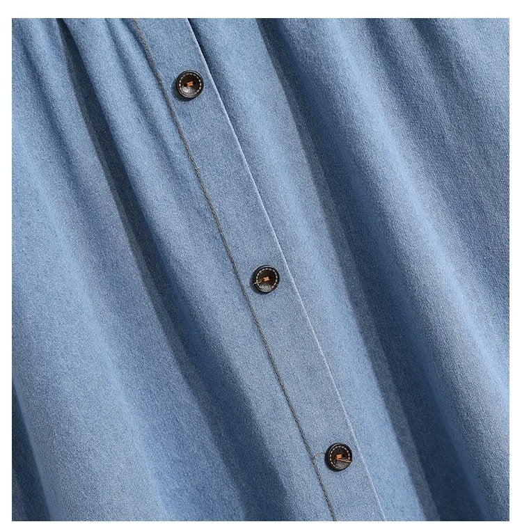 Moderne dames midirok met elegante knoopsluiting en comfortabele elastische taille, ideaal voor lente/zomer.