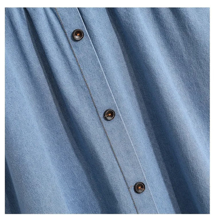 Moderne dames midirok met elegante knoopsluiting en comfortabele elastische taille, ideaal voor lente/zomer.
