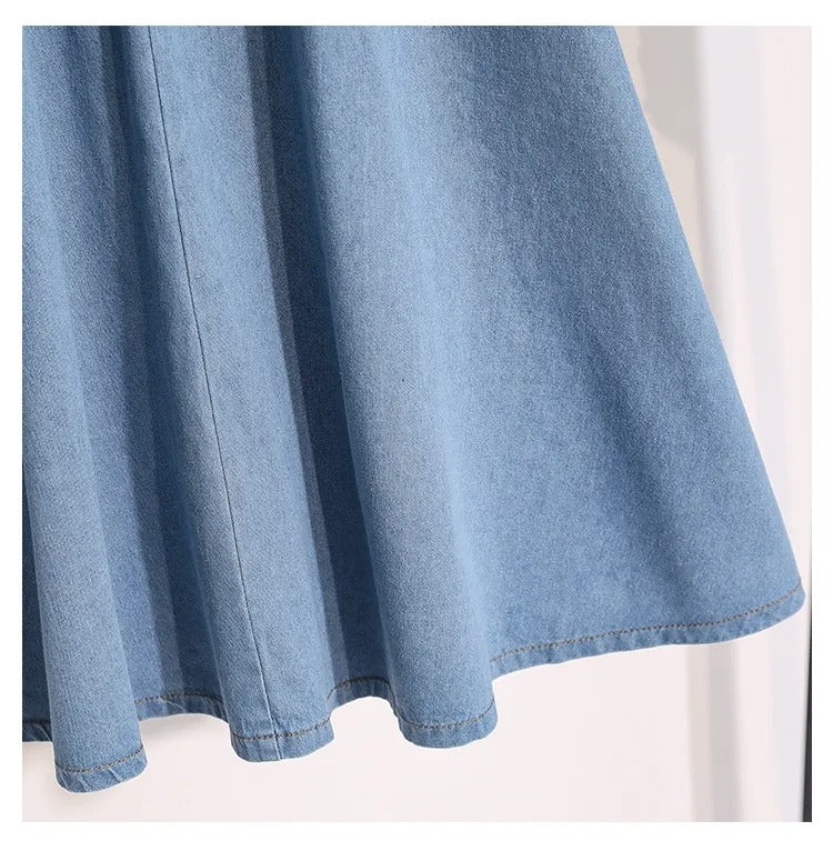 Tijdloze dames midirok met stijlvolle knopen en elastische taille, perfect voor een elegante zomerlook.
