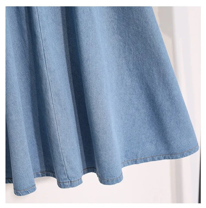 Tijdloze dames midirok met stijlvolle knopen en elastische taille, perfect voor een elegante zomerlook.