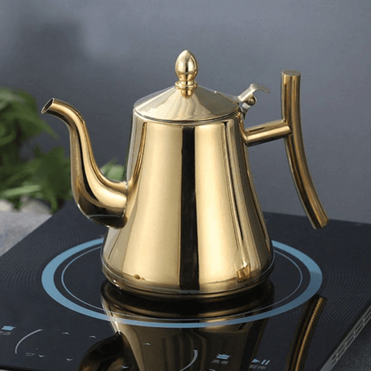 "Inductie waterkoker van roestvrij staal met filter; stijlvol, duurzaam ontwerp voor snelle en efficiënte kokend waterbereidi