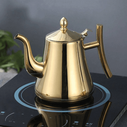 "Inductie waterkoker van roestvrij staal met filter; stijlvol, duurzaam ontwerp voor snelle en efficiënte kokend waterbereidi
