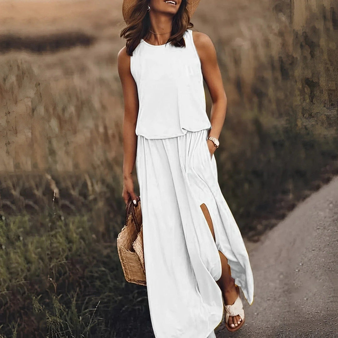 Lange, elegante Fenna dames zomerjurk, comfortabel en multicolor, ideaal voor strand of vakantie.