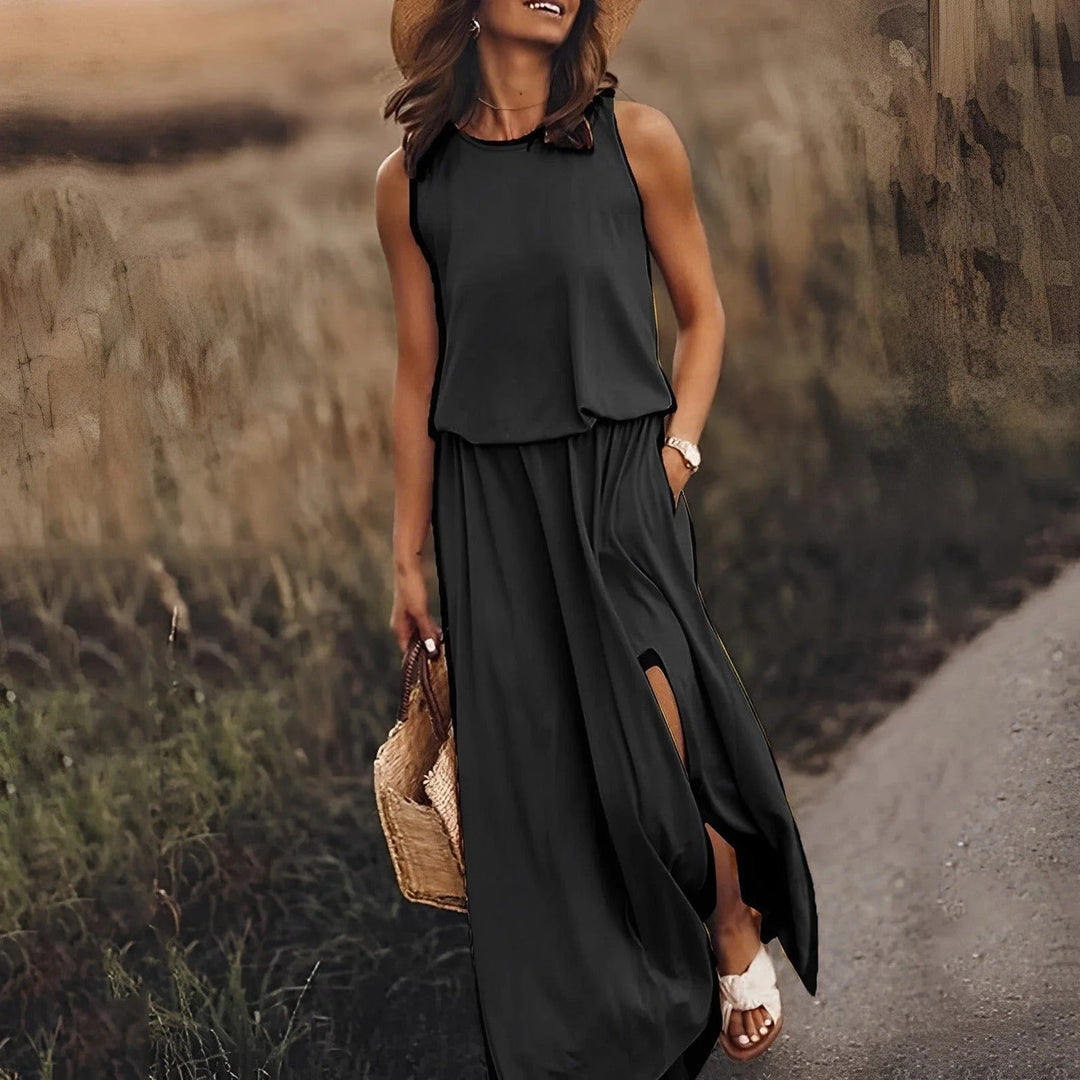 Bohemian multicolor dames maxi jurk, Fenna stijl, elegant en comfortabel voor zomer, vakantie of casual.