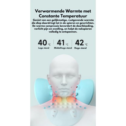 "Innovatieve 4-in-1 nekmassager met EMS en warmte, ergonomisch ontwerp, draagbaar en stijlvol voor ultieme ontspanning."