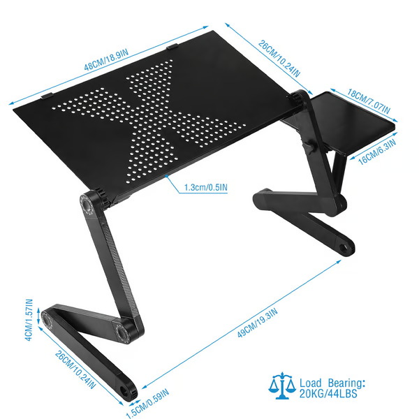 Stijlvolle FlexStand laptopstandaard in een modern thuiskantoor, verbetert de ergonomie van uw werkplek.