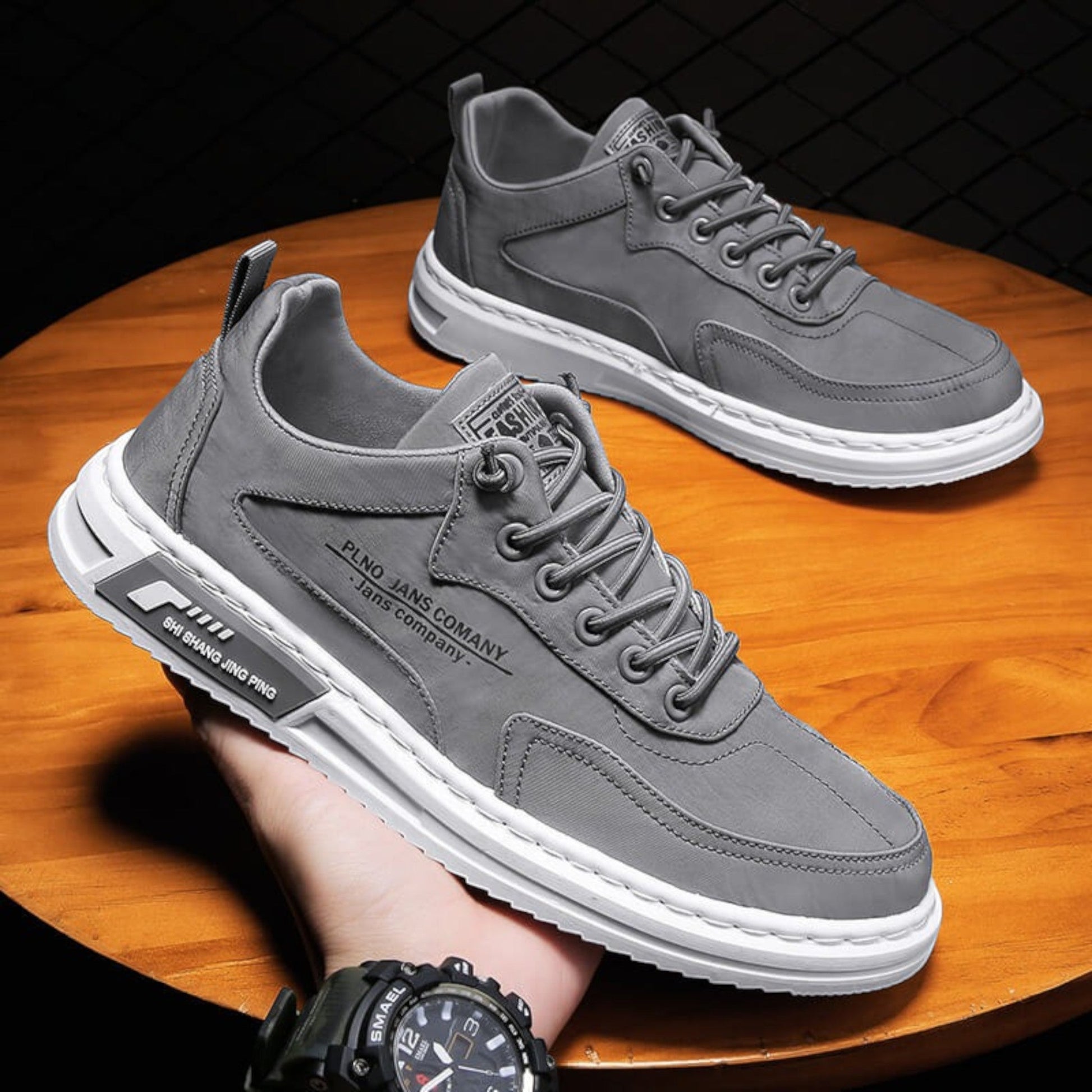 Instappers heren sneakers, comfortabel grijs design, ademend en stijlvol voor dagelijks gebruik en elke gelegenheid.