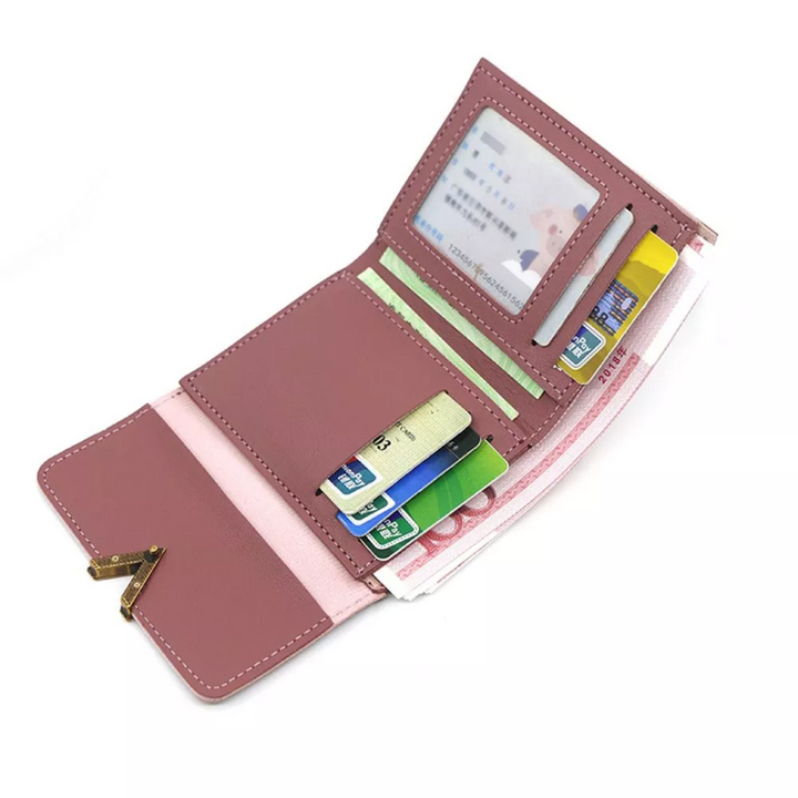 Elegante fluwelen lederen dames portemonnee, compact en stijlvol.