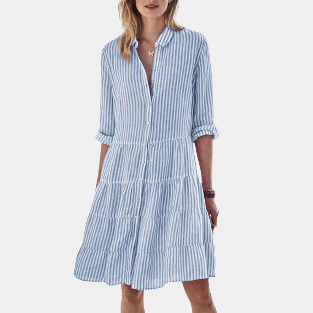 Elegante gestreepte mini jurk voor dames, perfect voor lente en zomer, comfortabel en stijlvol.