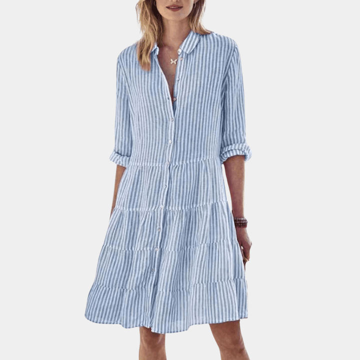 Elegante gestreepte mini jurk voor dames, perfect voor lente en zomer, comfortabel en stijlvol.
